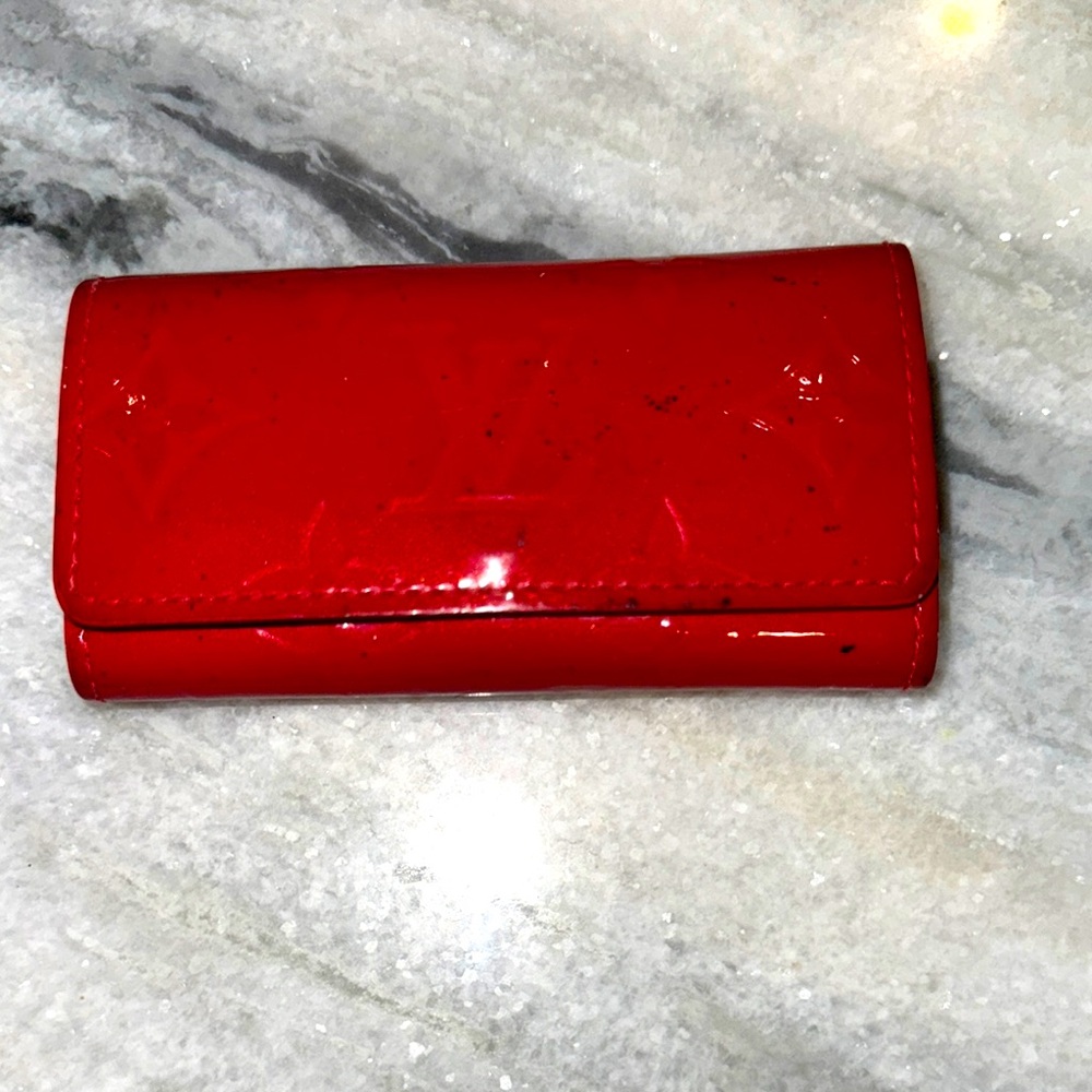 Louis Vuitton key holder patent red